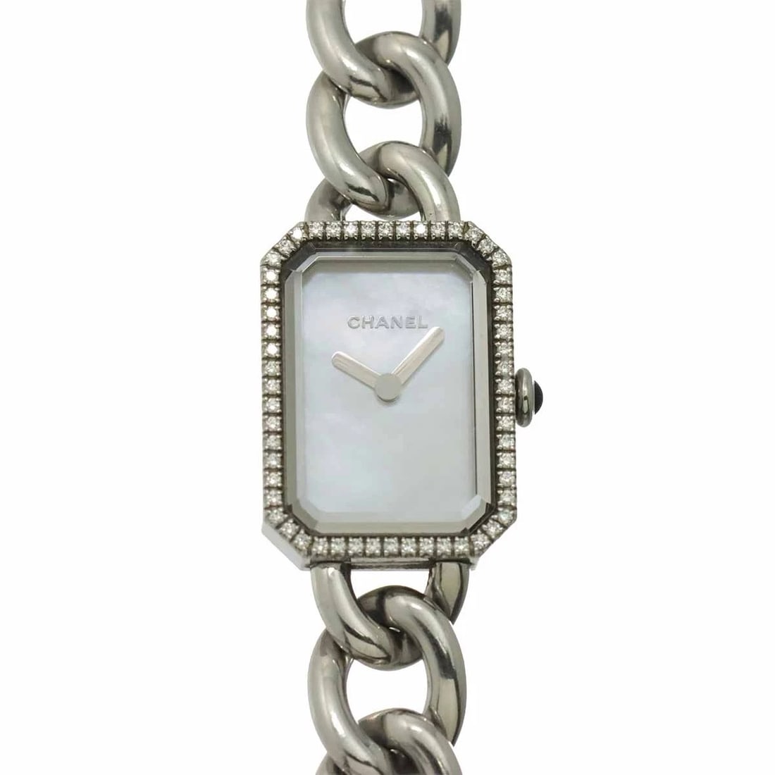 CHANEL PREMIERE DIAMOND BEZEL WHITE SHELL DIAL WATCH: CHANEL Premiere Diamond Bezel White Shell Dial Watch Brand: CHANEL Type/Style: Wristwatch Material: Stainless steel Color: Dial Color White Shell Size: CaseSize Length 21.5mm CaseSize Width 16mm(not