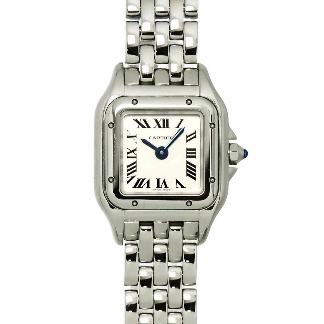 CARTIER PANTHERE DE CARTIER MINI QUARTZ WHITE DIAL WATCH: Cartier Panthere de Cartier mini Quartz White Dial Watch Brand: Cartier Type/Style: Wristwatch Material: Stainless steel Color: Dial Color White Size: CaseSize Length 25mm(included lag) CaseSize