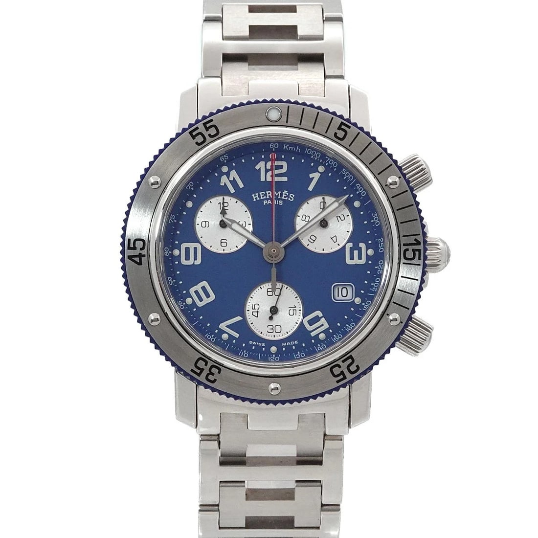 HERMES CLIPPER DIVER CHRONOGRAPH QUARTZ BLUE DIAL WATCH: HERMES Clipper Diver Chronograph Quartz Blue Dial Watch Brand: HERMES Type/Style: Wristwatch Material: Stainless steel Color: Dial Color Blue Size: CaseSize Length 45mm(included lag) CaseSize Width 40