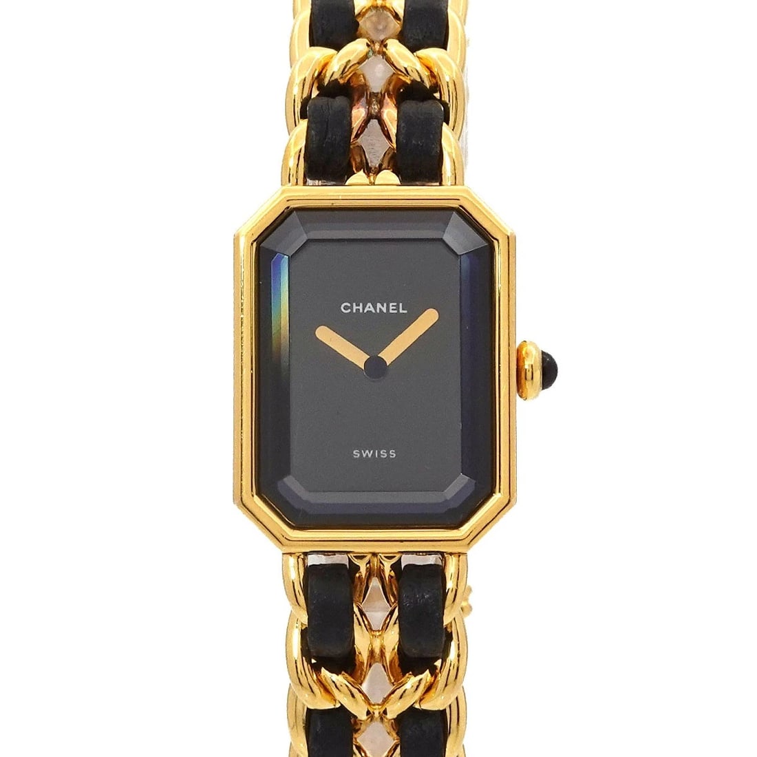 CHANEL PREMIERE SIZE QUARTZ BLACK DIAL WATCH: CHANEL Premiere Size Quartz Black Dial Watch Brand: CHANEL Type/Style: Wristwatch Material: Stainless steel/YGP,Leather Color: Dial Color Black Size: CaseSize Length 26mm CaseSize Width 20mm(not inclu