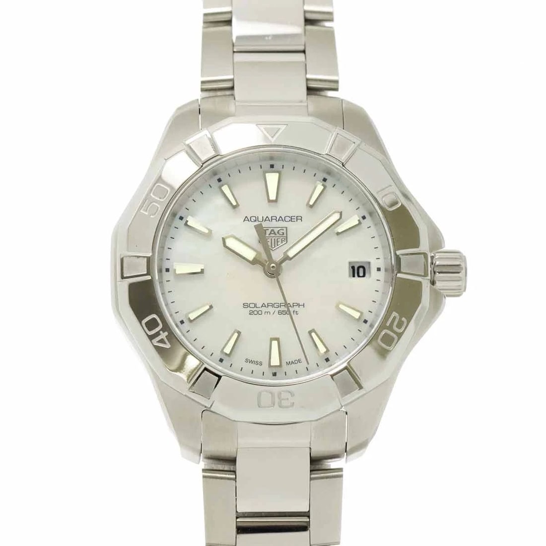 TAG HEUER AQUA RACER DATE WHITE SHELL DIAL WATCH (1 of 3)