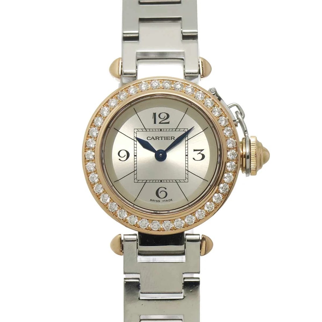 CARTIER MISS PASHA QUARTZ SILVER DIAL WRIST WATCH: Cartier Miss Pasha Quartz Silver Dial Wrist Watch Brand: Cartier Type/Style: Wristwatch Material: Stainless steel,750 Pink Gold Color: Dial Color Silver Size: CaseSize Length 34mm(included lag) CaseSi