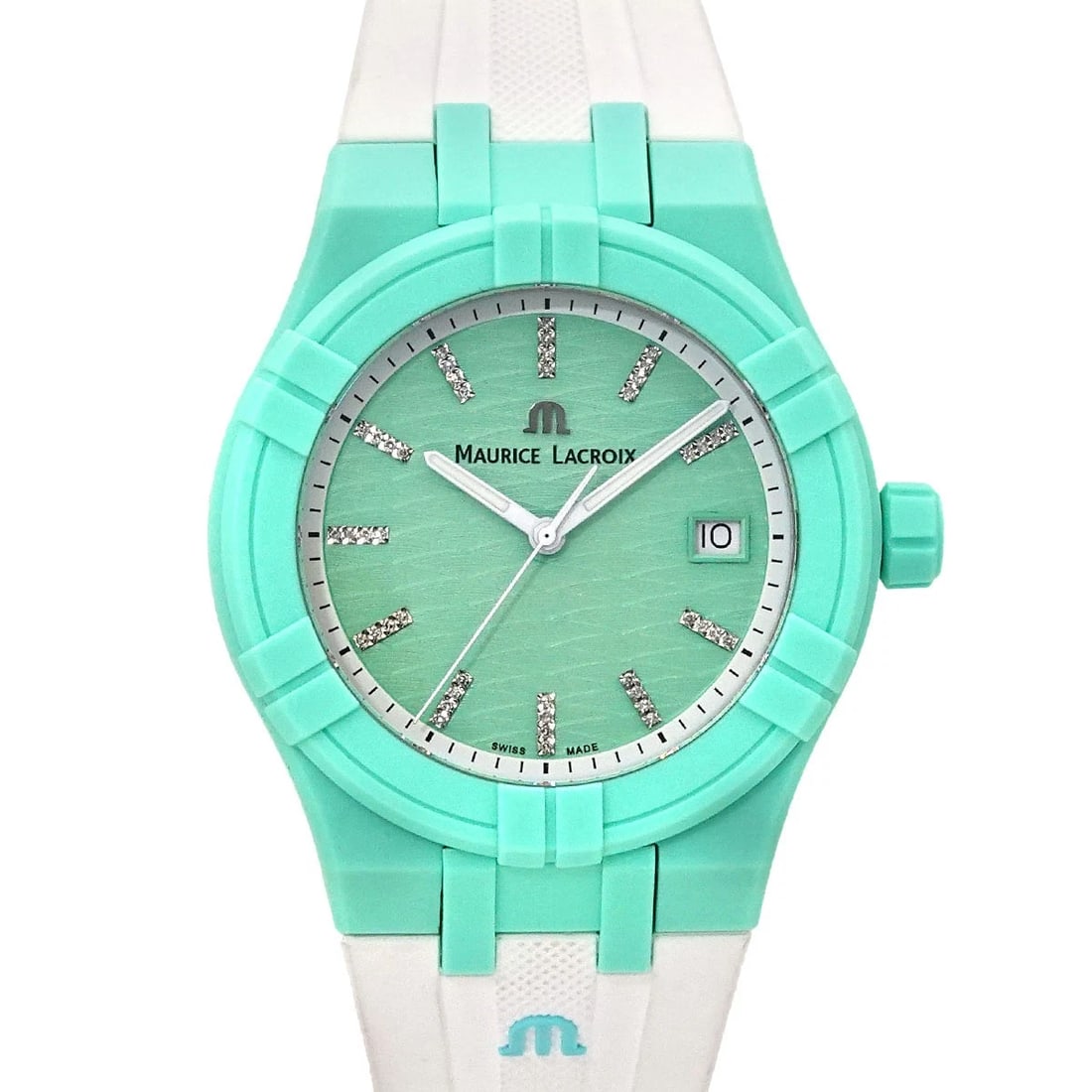 MAURICE LACROIX AIKON TIDE QUARTS GREEN DIAL WATCH: MAURICE LACROIx AIKON TIDE Quarts Green Dial Watch Brand: MAURICE LACROIx Type/Style: Wristwatch Material: Plastic,Rubber Color: Dial Color Green Size: CaseSize Length 52mm(included lag) CaseSize