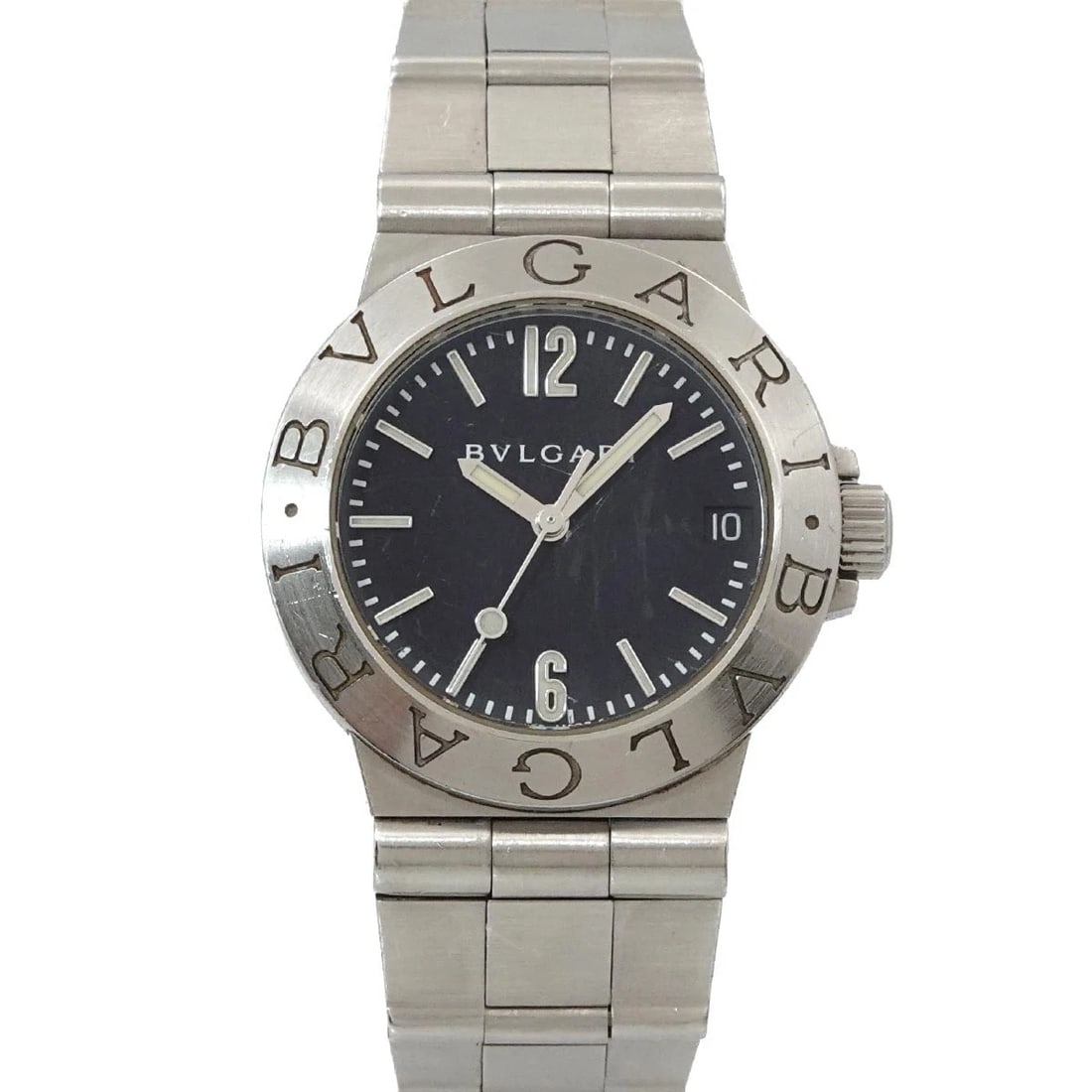 BVLGARI DIAGONO SPORTS BLACK DIAL AUTOMATIC WATCH: BVLGARI Diagono Sports Black Dial Automatic Watch Brand: BVLGARI Type/Style: Wristwatch Material: Stainless steel Color: Dial Color Black Size: CaseSize Length 38mm(included lag) CaseSize Width 29mm(n