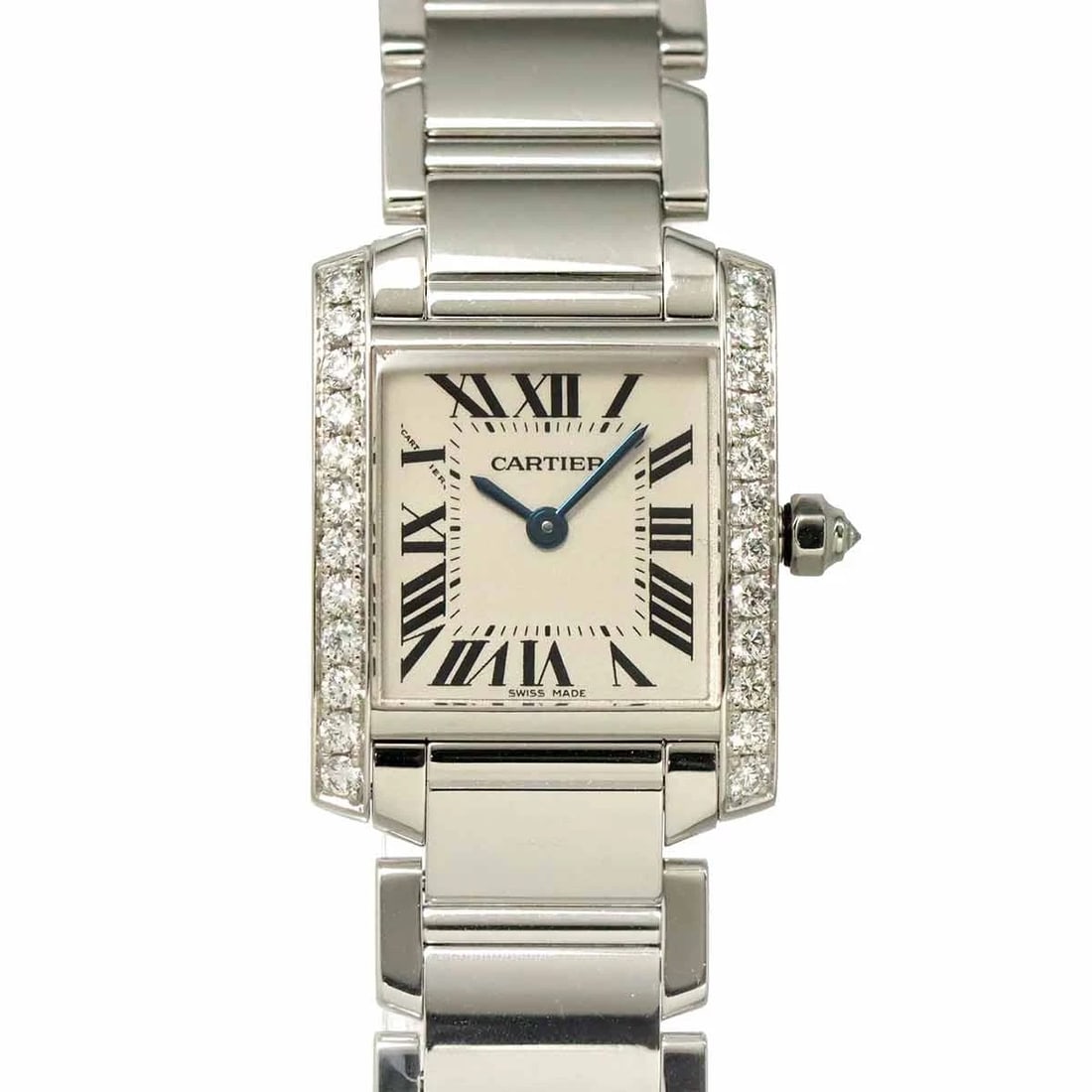 CARTIER TANK FRANCAISE SM DIAMOND 750 WG CREAM DIAL WATCH: Cartier Tank Francaise SM Diamond 750 WG Cream Dial Watch Brand: Cartier Type/Style: Wristwatch Material: 750 White Gold Color: Dial Color Cream Size: CaseSize Length 24mm(included lag) CaseSize Width