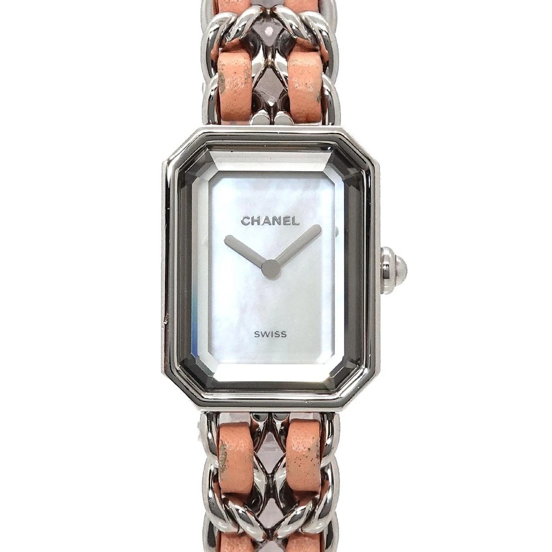 CHANEL PREMIERE ROCK LIMITED QUARTZ WHITE SHELL DIAL WATCH: CHANEL Premiere Rock Limited Quartz White Shell Dial Watch Brand: CHANEL Type/Style: Wristwatch Material: Stainless steel,Leather Color: Dial Color White Shell Size: CaseSize Length 26mm CaseSize Widt