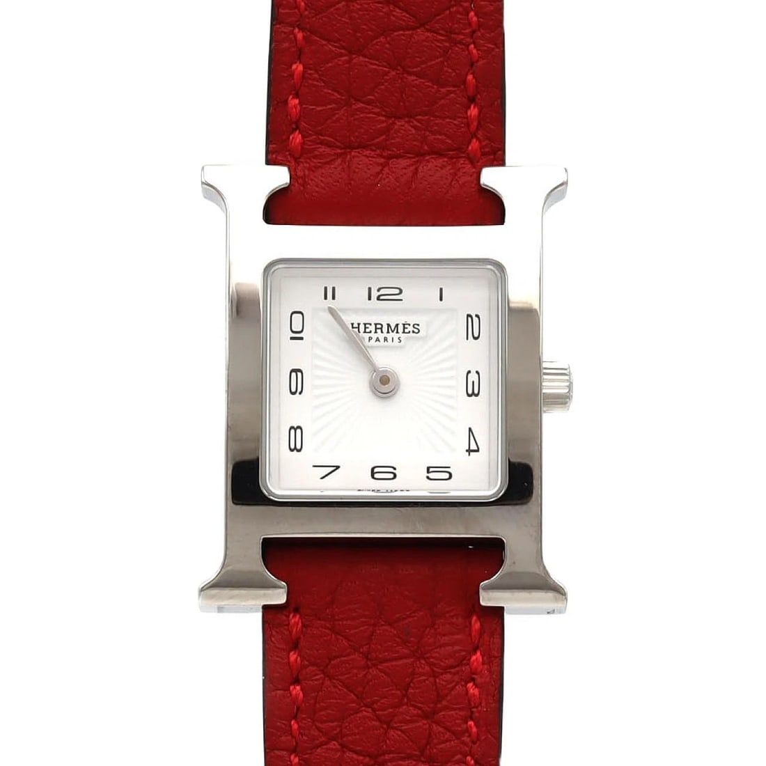 HERMES H WATCH STAINLESS STEEL QUARTZ WATCH: Hermes H Watch Stainless Steel Quartz Watch Brand: HERMES Type/Style: Wrist watch Material: Case: Stainless Steel Bracelet: Strap Color: Dial color: White/Arabic numerals Band col.. Size: Case diamete