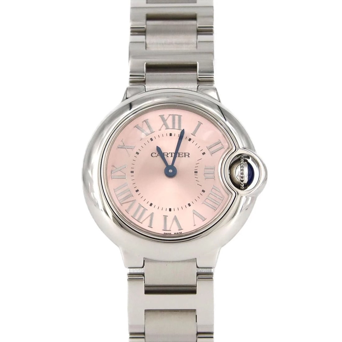 CARTIER BALLON BLEU SM STAINLESS STEEL QUARTZ WATCH: Cartier Ballon Bleu SM Stainless Steel Quartz Watch Brand: CARTIER Type/Style: Wrist watch Material: Case: Stainless Steel Breath: Stainless Steel Color: Dial color: Pink/Roman Size: Case diameter: