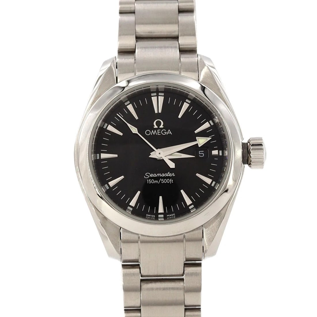 OMEGA SEAMASTER AQUA TERRA STAINLESS STEEL QUARTZ WATCH: Omega Seamaster Aqua Terra Stainless Steel Quartz Watch Brand: OMEGA Type/Style: Wrist watch Material: Case: Stainless Steel Breath: Stainless Steel Color: Dial Color: Black Size: Case diameter: Appro