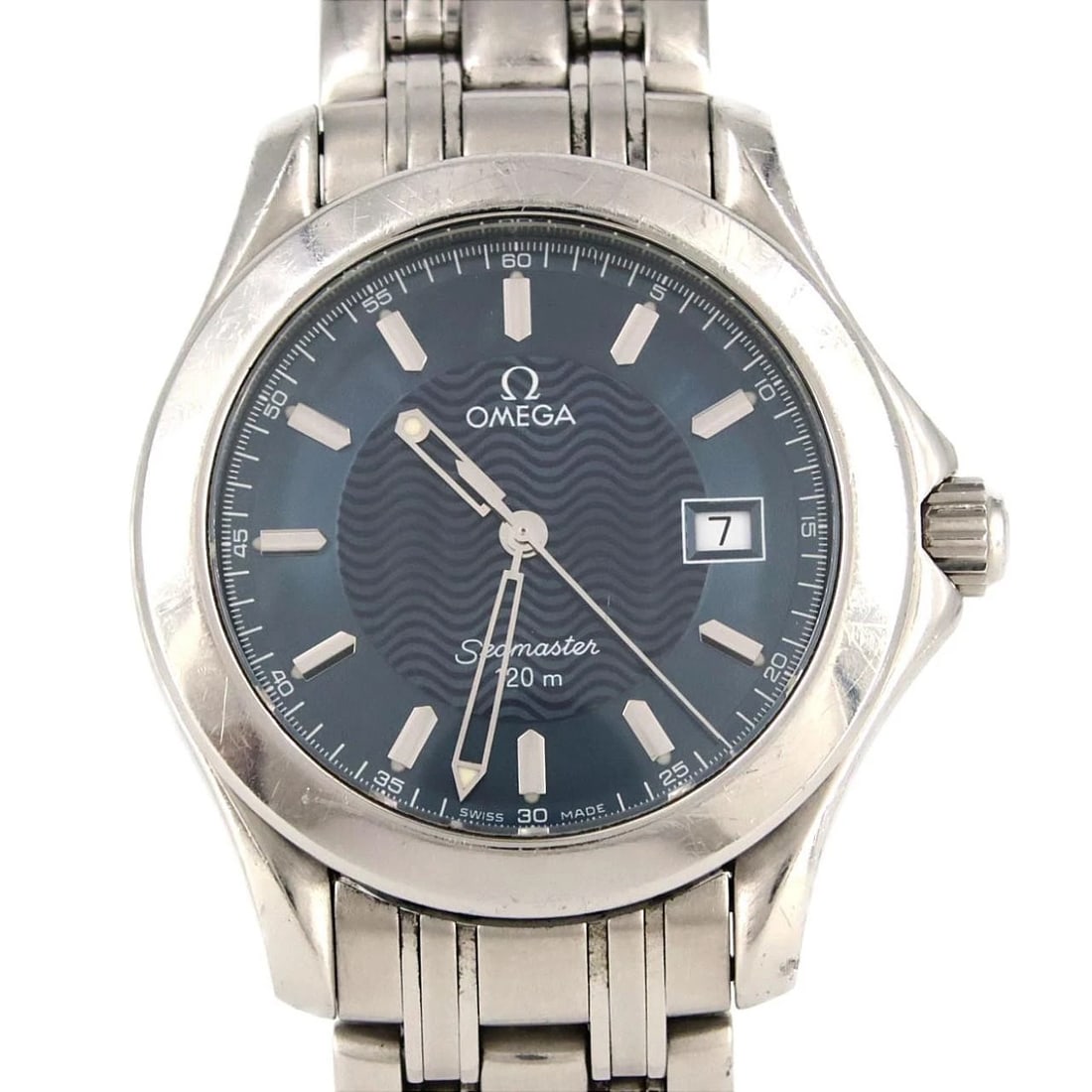 OMEGA SEAMASTER STAINLESS WATCH: Omega Seamaster Stainless Watch Brand: OMEGA Type/Style: Wrist watch Material: Case: Stainless Steel Breath: Stainless Steel Color: Dial color: Blue Size: Case diameter: Approx. 36 mm Max wrist circum