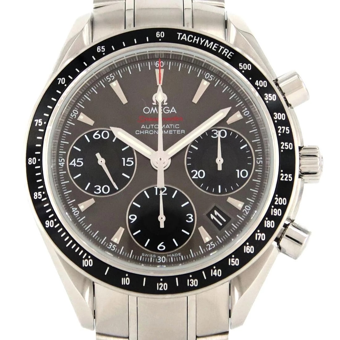 OMEGA SPEEDMASTER DATE STAINLESS STEEL MECHANI WATCH: Omega Speedmaster Date Stainless Steel Mechani Watch Brand: OMEGA Type/Style: Wrist watch Material: Case: Stainless Steel Breath: Stainless Steel Color: Dial color: Gray, black Size: Case diameter: Ap