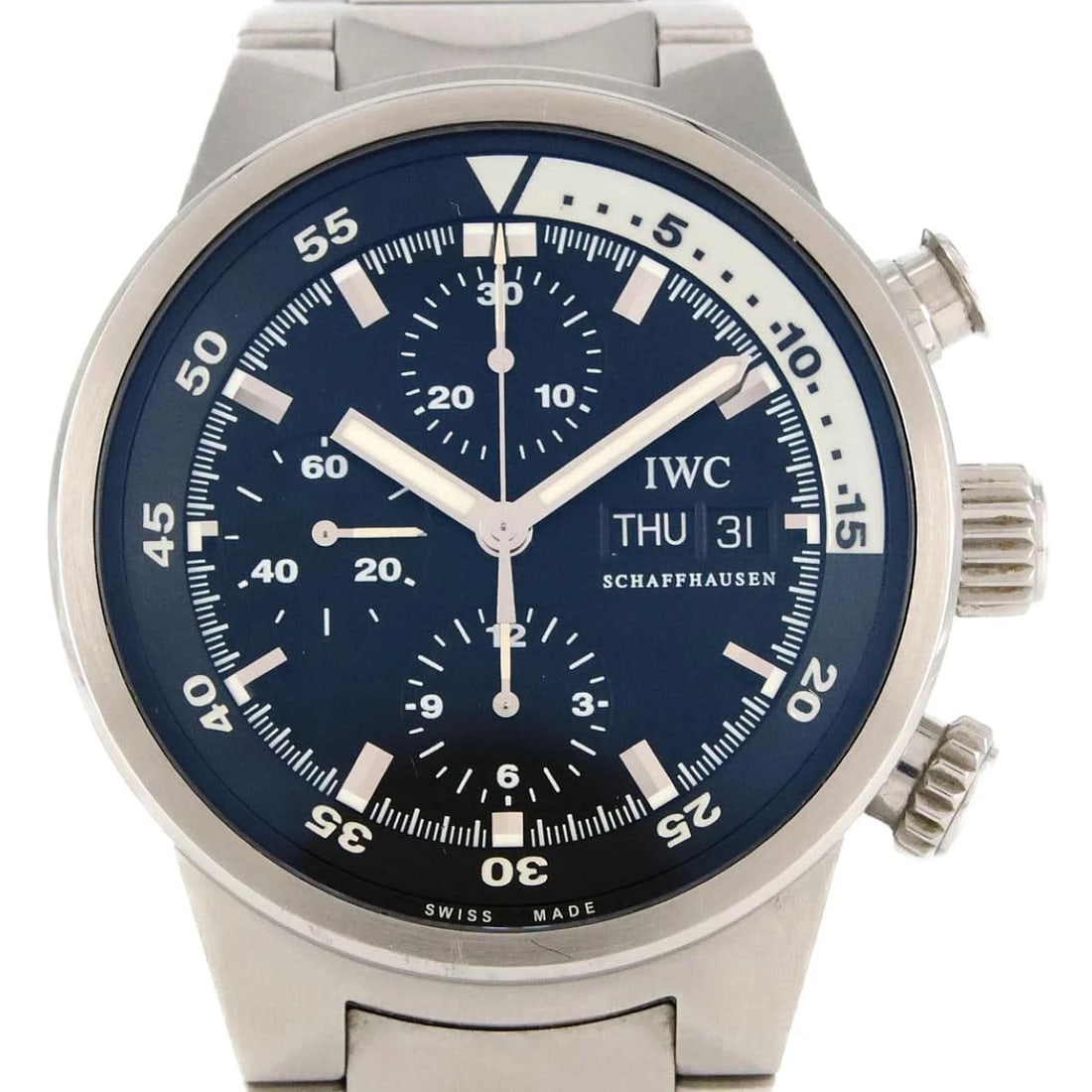 IWC AQUATIMER CHRONOGRAPH STAI WATCH: IWC Aquatimer Chronograph Stai Watch Brand: IWC Type/Style: Wrist watch Material: Case: Stainless Steel Breath: Stainless Steel Color: Dial Color: Black Size: Case diameter: Approx. 42 mm Max wrist ci