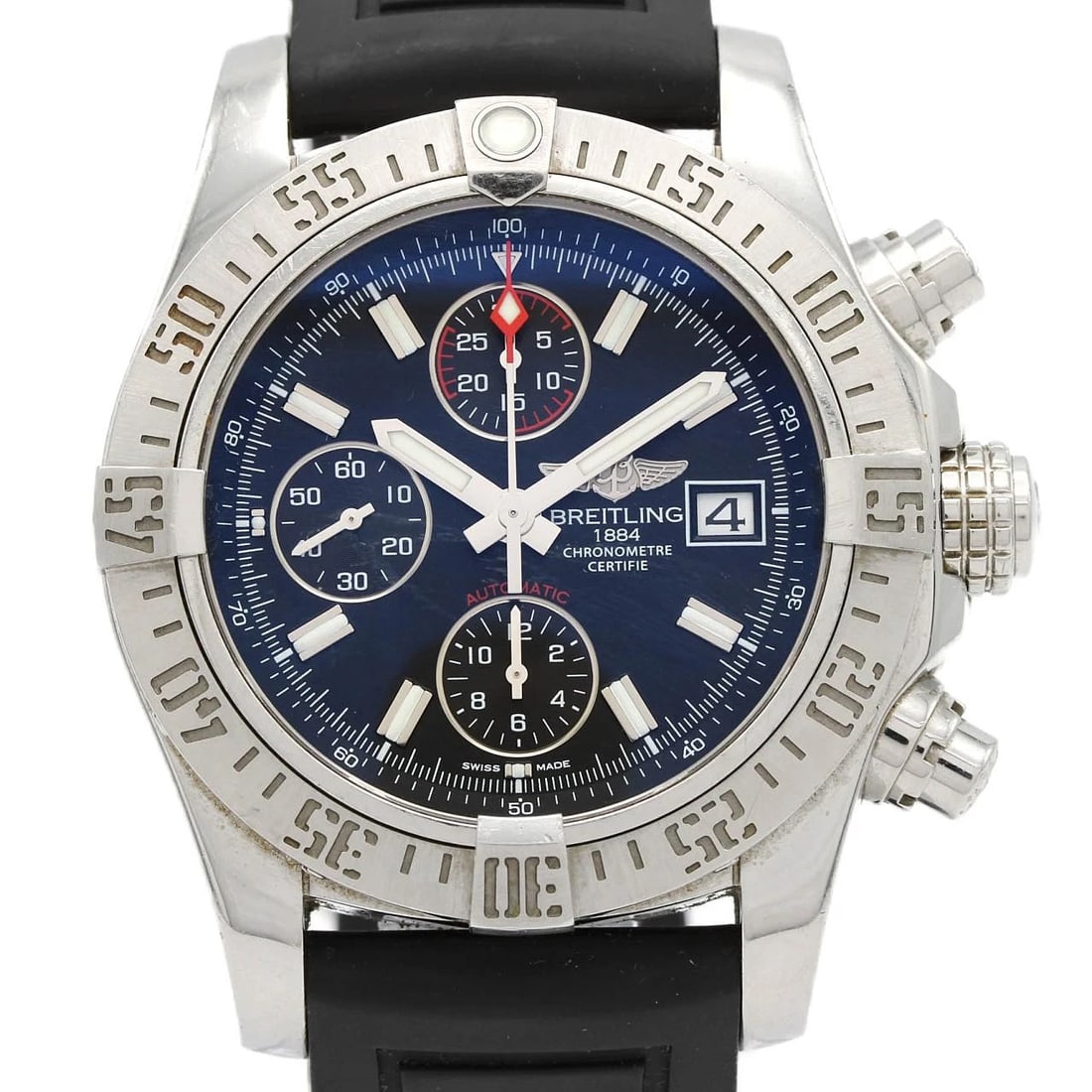 BREITLING AVENGER II STAINLESS WATCH: Breitling Avenger II Stainless Watch Brand: BREITLING Type/Style: Wrist watch Material: Case: Stainless Steel Breath: Rubber Color: Dial Color: Black Band Color: Black Size: Case diameter: Approx.