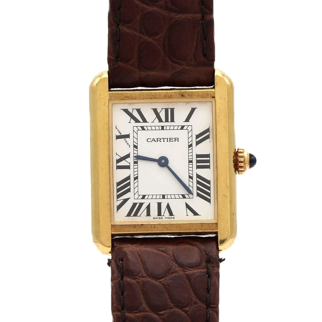 CARTIER TANK SOLO SM YGXSS WATCH: Cartier Tank Solo SM YGxSS Watch Brand: CARTIER Type/Style: Wrist watch Material: Case: Stainless steel x yellow gold Bracelet: Strap Color: Dial Color: Silver/Roman Band Color: Brown Size: Case