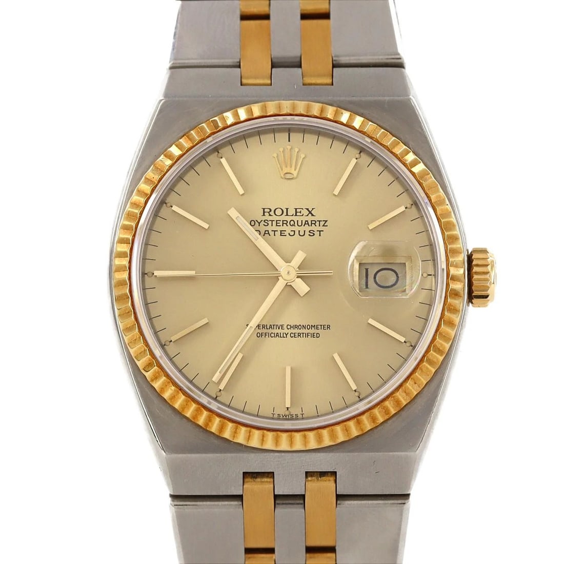 ROLEX OYSTERQUARTZ SSXYG QUARTZ WATCH: Rolex Oysterquartz SSxYG Quartz Watch Brand: ROLEx Type/Style: Wrist watch Material: Case: Stainless steel x yellow gold Bracelet: Stainless steel x yellow gold Color: Dial color: Gold Size: Case