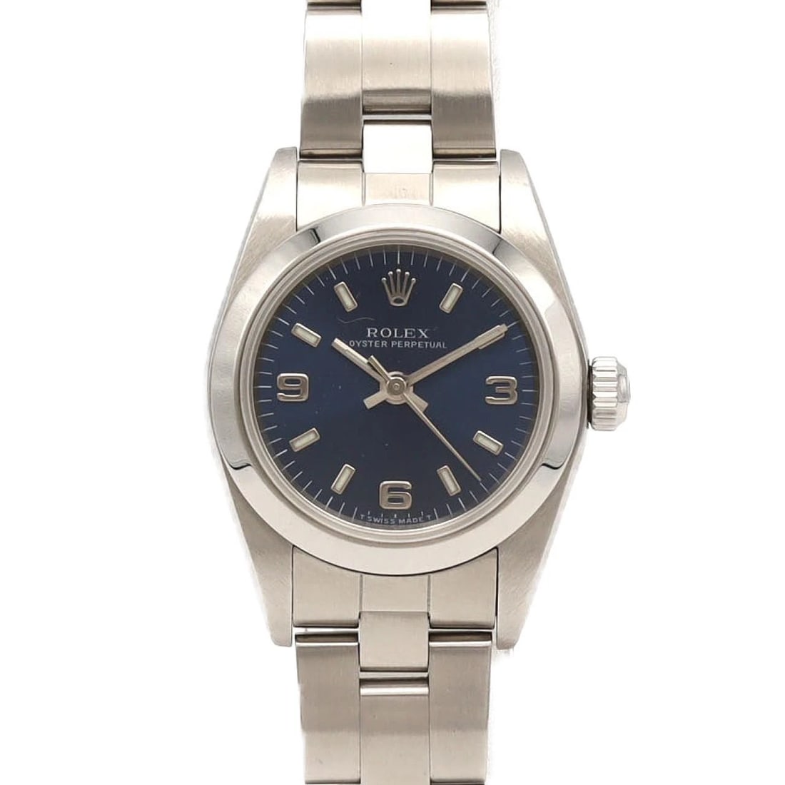 ROLEX OYSTER PERPETUAL STAINLESS WATCH: Rolex Oyster Perpetual Stainless Watch Brand: ROLEx Type/Style: Wrist watch Material: Case: Stainless Steel Breath: Stainless Steel Color: Dial color: Blue Size: Case diameter: Approx. 25mm Max wrist