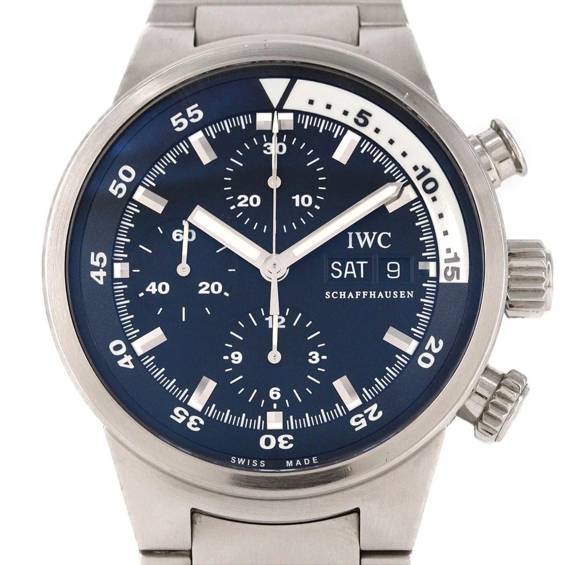 IWC AQUATIMER CHRONOGRAPH WATCH: IWC Aquatimer Chronograph Watch Brand: IWC Type/Style: Wrist watch Material: Case: Stainless Steel Breath: Stainless Steel Color: Dial Color: Black Size: Case diameter approx.: 42mm mm Max Wrist