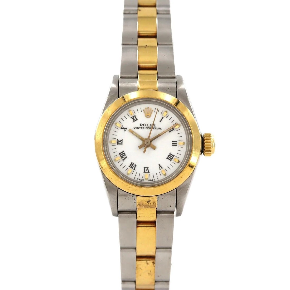 ROLEX OYSTER PERPETUAL SSXYG WATCH: Rolex Oyster Perpetual SSxYG Watch Brand: ROLEx Type/Style: Wrist watch Material: Case: Stainless steel x yellow gold Bracelet: Stainless steel x yellow gold Color: Dial color: White/printed Roman