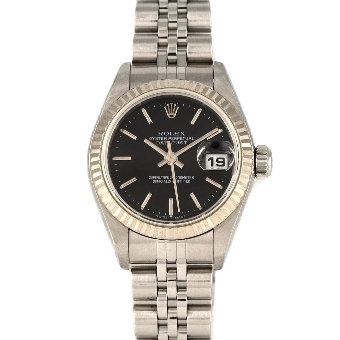 ROLEX DATEJUST SSXWG MECHANICAL A WATCH: Rolex Datejust SSxWG Mechanical A Watch Brand: ROLEx Type/Style: Wrist watch Material: Case: Stainless steel x white gold Bracelet: Stainless steel Color: Dial Color: Black Size: Case diameter: