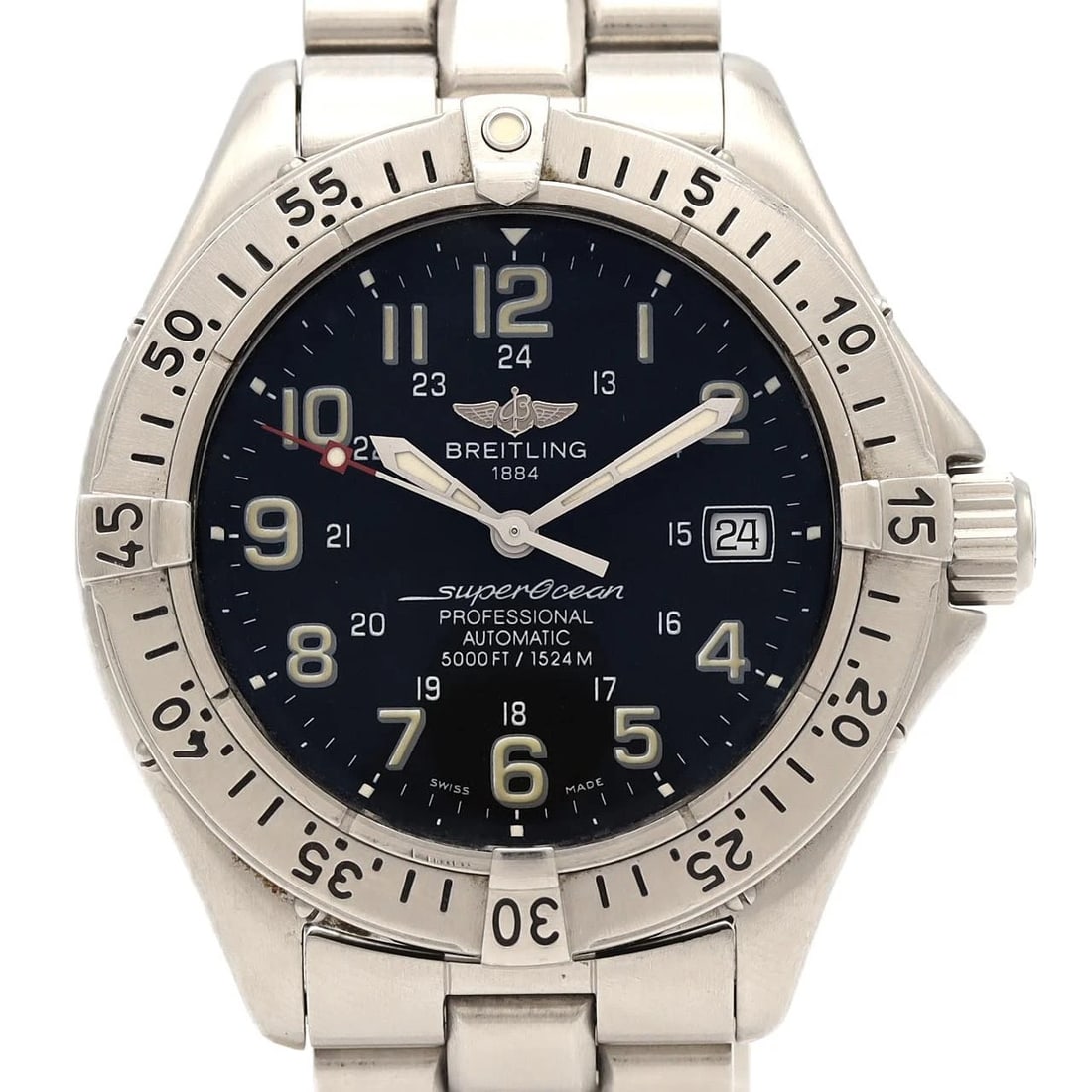 BREITLING SUPEROCEAN PRO WATCH: Breitling Superocean Pro Watch Brand: BREITLING Type/Style: Wrist watch Material: Case: Stainless Steel Breath: Stainless Steel Color: Dial color: Black/Arabic Size: Case diameter: Approx. 41 mm Max