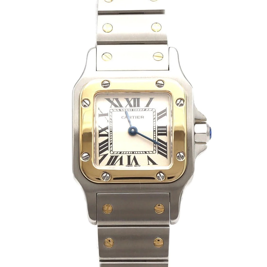 CARTIER SANTOS GALBE SM TWO-TONE SSXYG QUARTZ WATCH: Cartier Santos Galbe SM Two-tone SSxYG Quartz Watch Brand: CARTIER Type/Style: Wrist watch Material: Case: Stainless steel x yellow gold Bracelet: Stainless steel x yellow gold Color: Dial color: