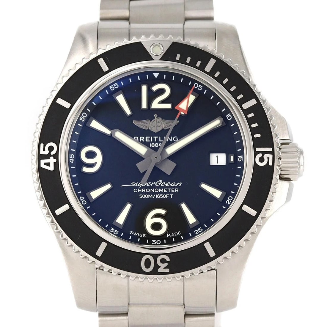 BREITLING SUPEROCEAN AUTOMATIC 42 STAINLESS WATCH: Breitling Superocean Automatic 42 Stainless Watch Brand: BREITLING Type/Style: Wrist watch Material: Case: Stainless Steel Breath: Stainless Steel Color: Dial Color: Black Size: Case diameter: