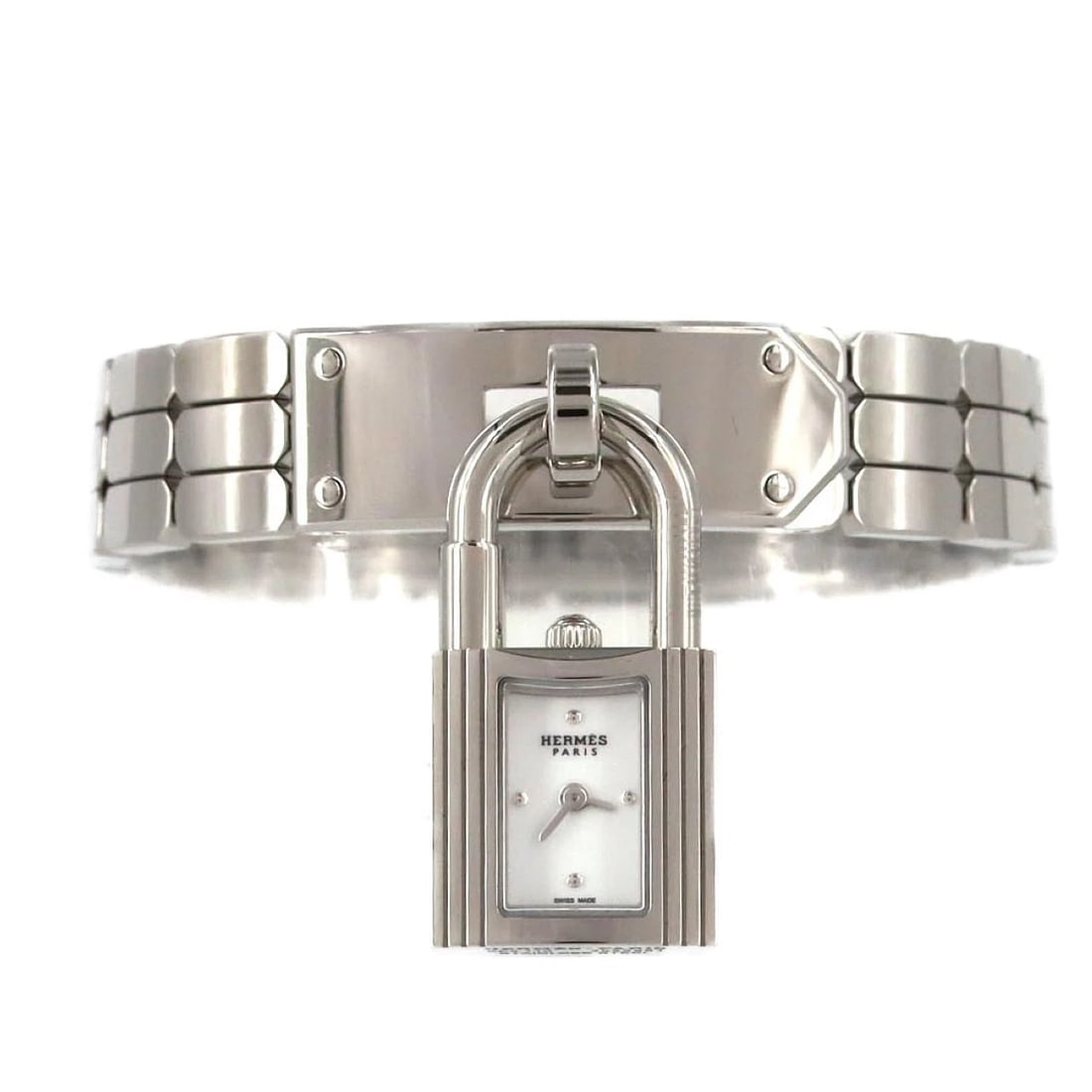 HERMES KELLY STAINLESS STEEL QUARTZ WATCH: Hermes Kelly Stainless Steel Quartz Watch Brand: HERMES Type/Style: Wrist watch Material: Case: Stainless Steel Breath: Stainless Steel Color: Dial Color: White Size: Case diameter: Approx. 16mm Max w
