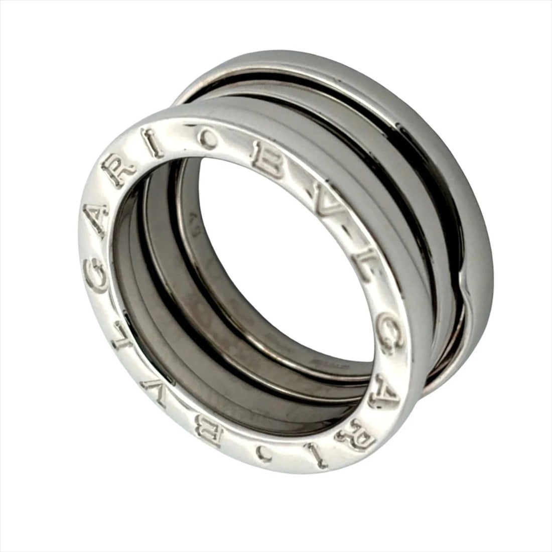 BULGARI B.ZERO1 3-BAND RING: Bulgari B.zero1 3-band ring Brand: Bvlgari Type/Style: Band ring Material: White gold (18K), Color: White gold Size: US 5 Accessories: None Accessories Notice: When purchasing pre-owned goods, please
