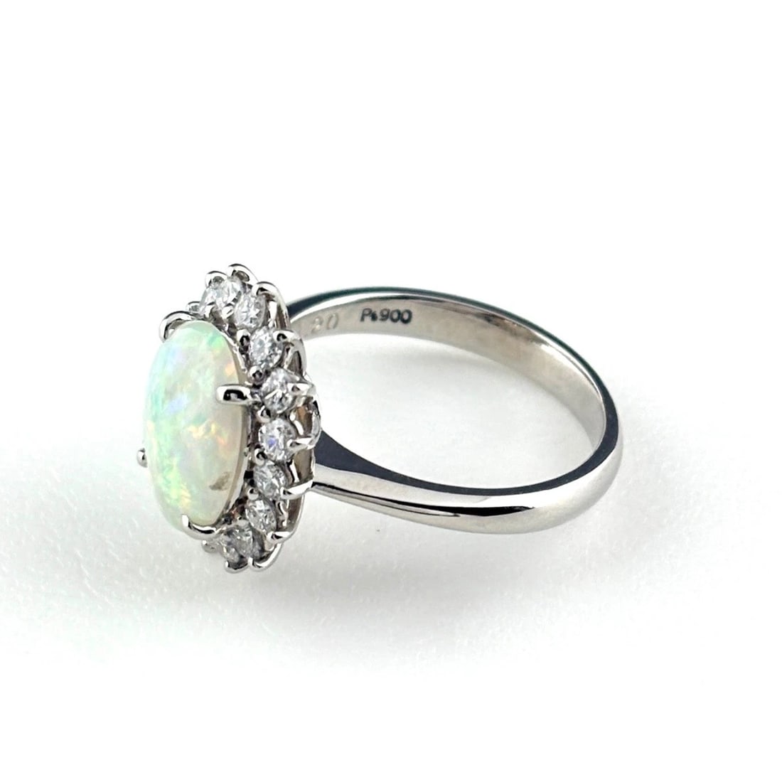 OPAL DESIGN RING PLATINUM RING MELEE DIAMOND RING - 2