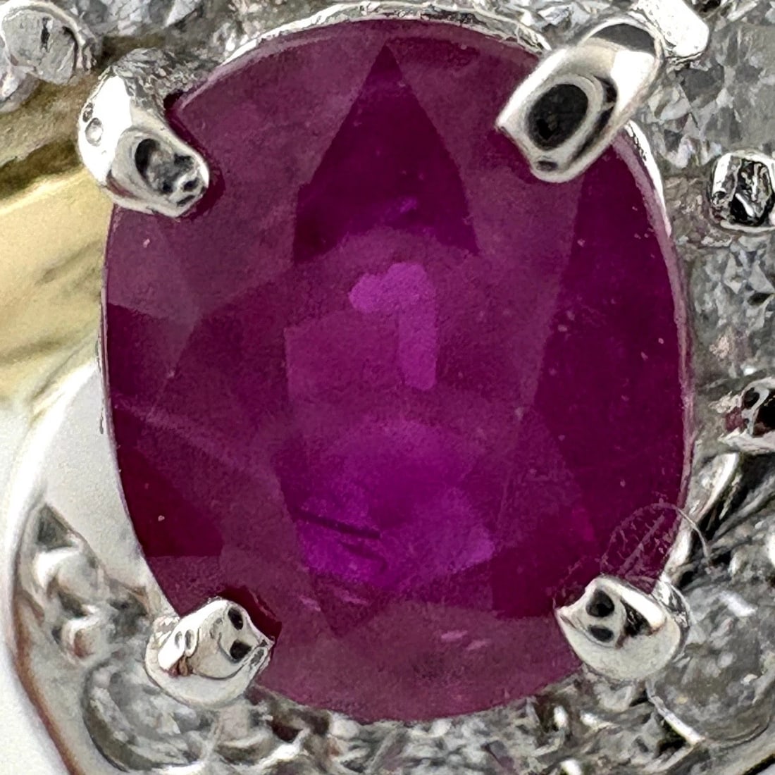 RUBY DESIGN RING YG PLATINUM RING 18K PT850 DIAMOND - 2