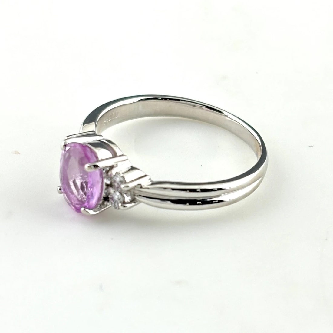 IMPERIAL TOPAZ DESIGN RING PLATINUM MELEE DIAMOND RING: Imperial Topaz Design Ring Platinum Melee Diamond Ring Brand: Unbranded Type/Style: Ring Material: Pt900, Main Stone Topaz /Secondary Stone:Natural Color: None Size: US7.5 to 8 Accessories: None