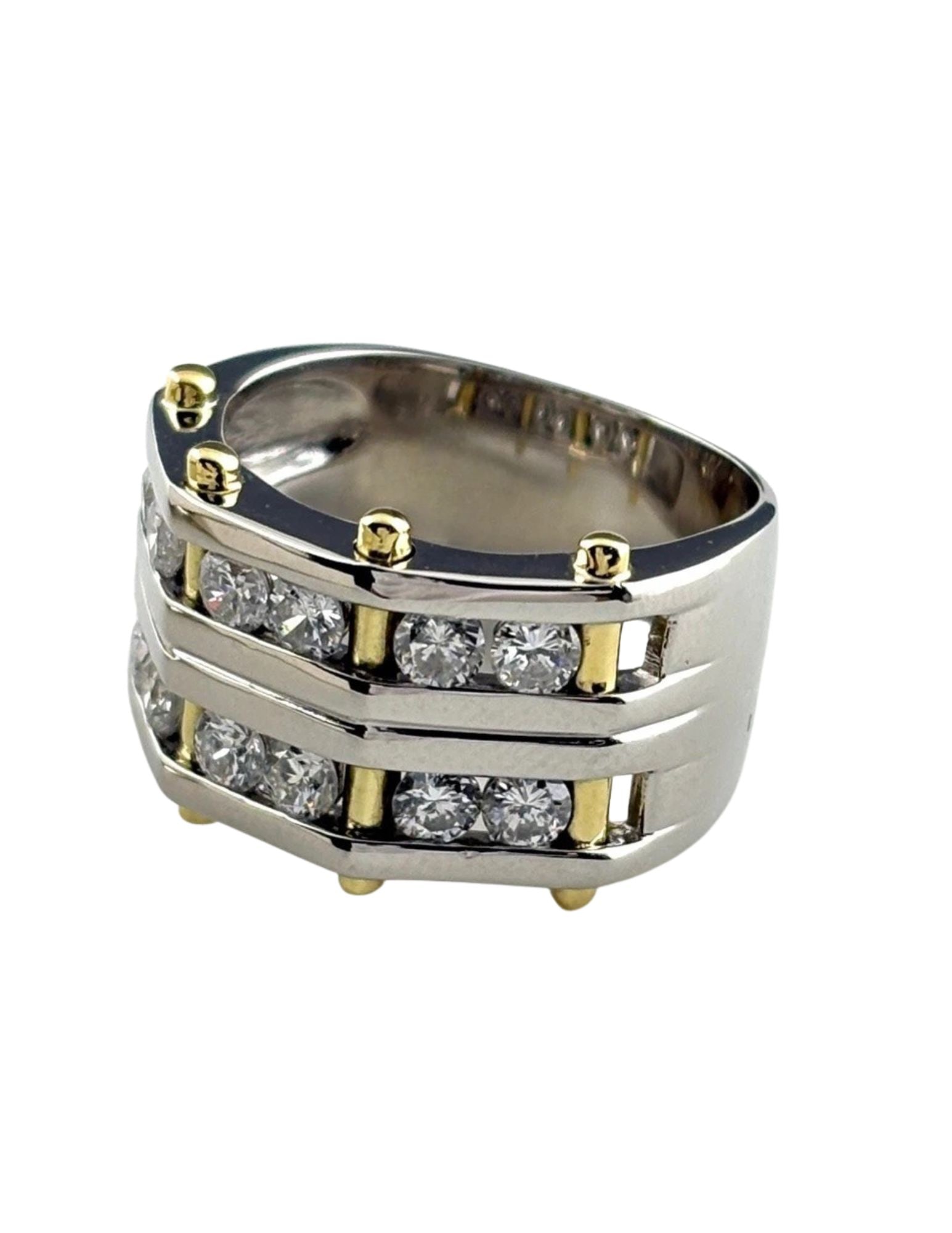 MELEE DIAMOND DESIGN RING PLATINUM YG RING: Melee Diamond Design Ring Platinum Yg Ring Brand: Unbranded Type/Style: Ring Material: Pt900, Main Stone Natural Color: None Size: US6.5 Accessories: None Accessories Notice: When purchasing