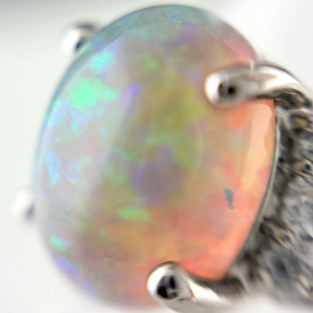 OPAL PLATINUM RING MELEE DIAMOND RING PT1000 - 2