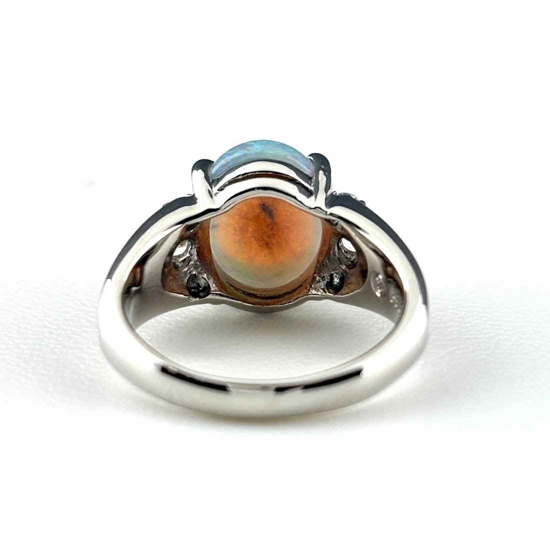 OPAL PLATINUM RING MELEE DIAMOND RING PT1000 - 3