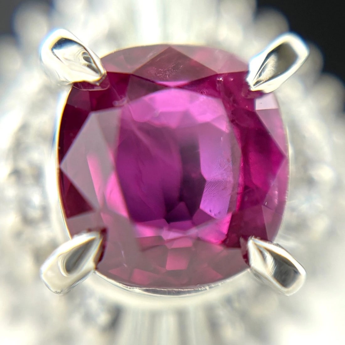 RUBY PLATINUM MELEE DIAMOND RING PT900 - 2