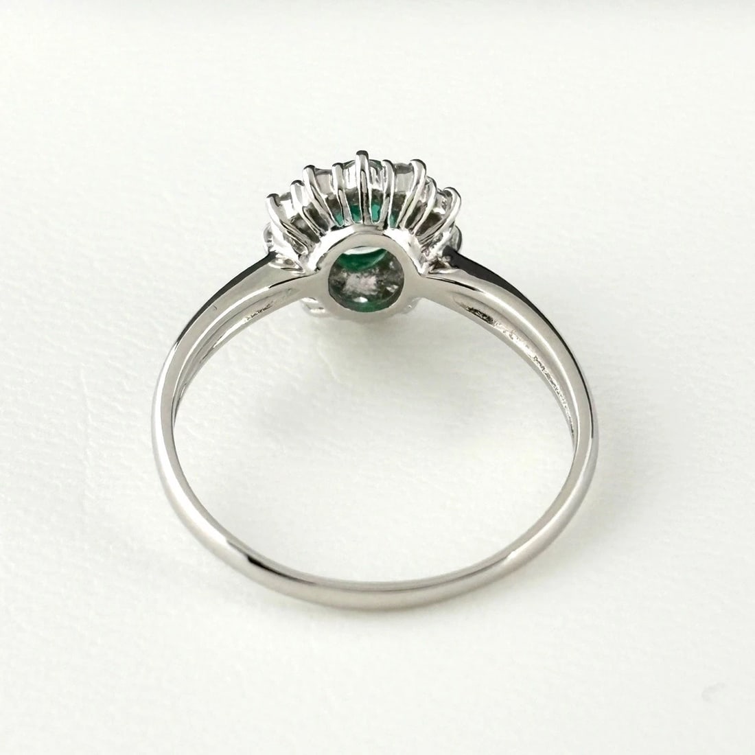 EMERALD PLATINUM RING MELEE DIAMOND RING EMERALD - 3