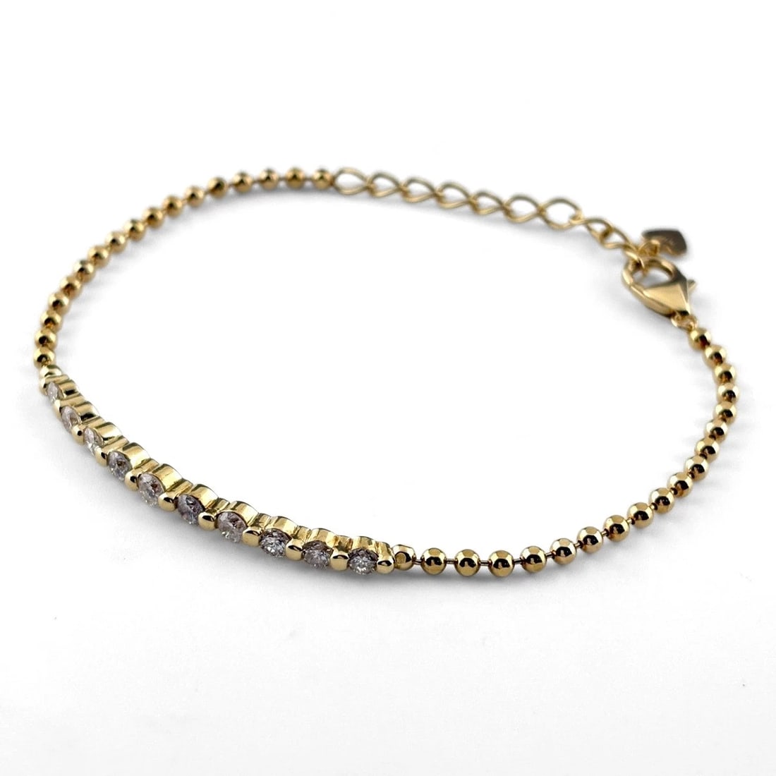 MELEE DIAMOND DESIGN BRACELET YG BANGLES BRACELET: Melee Diamond Design Bracelet Yg Bangles Bracelet Brand: Unbranded Type/Style: Bracelet Material: 18K YG, Main Stone Natural Color: YG Size: 3.1mm(0.1") Accessories: None Accessories Notice: When