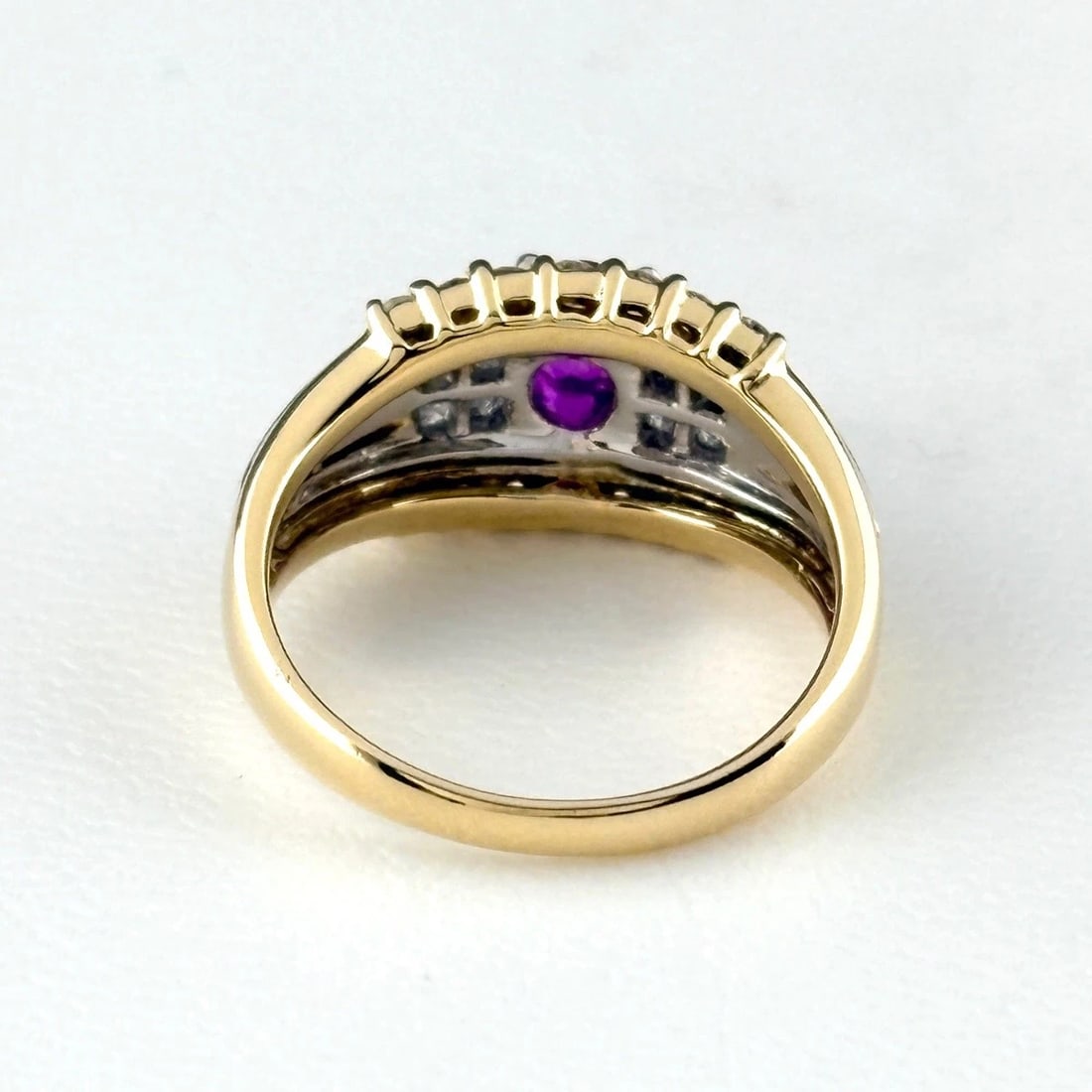 RUBY YG PLATINUM RING MELEE DIAMOND RING - 2