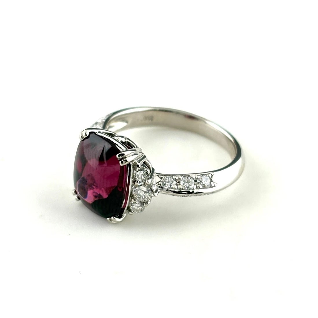 GARNET PLATINUM RING MELEE DIAMOND RING (1 of 4)