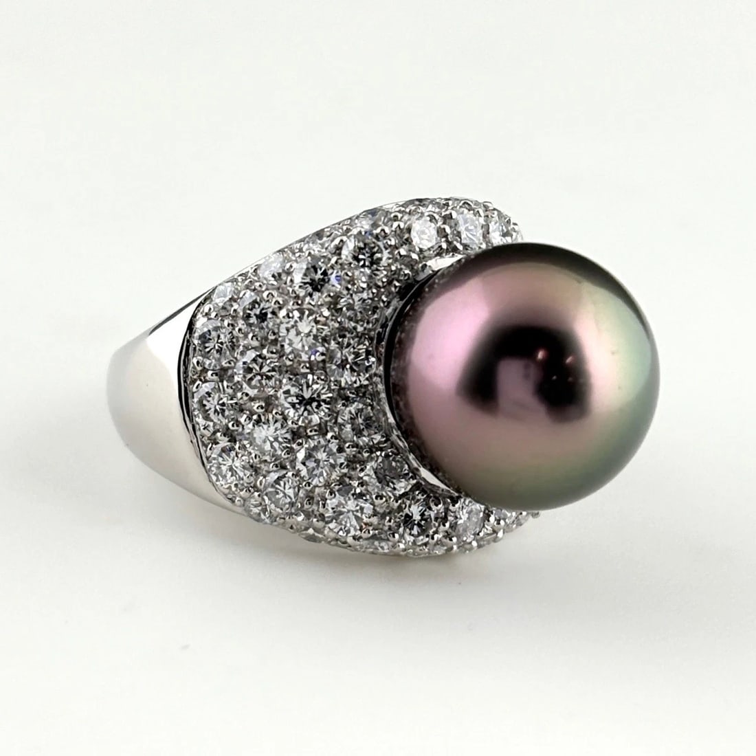 PEARL DESIGN RING PLATINUM MELEE DIAMOND PEARL RING (1 of 4)
