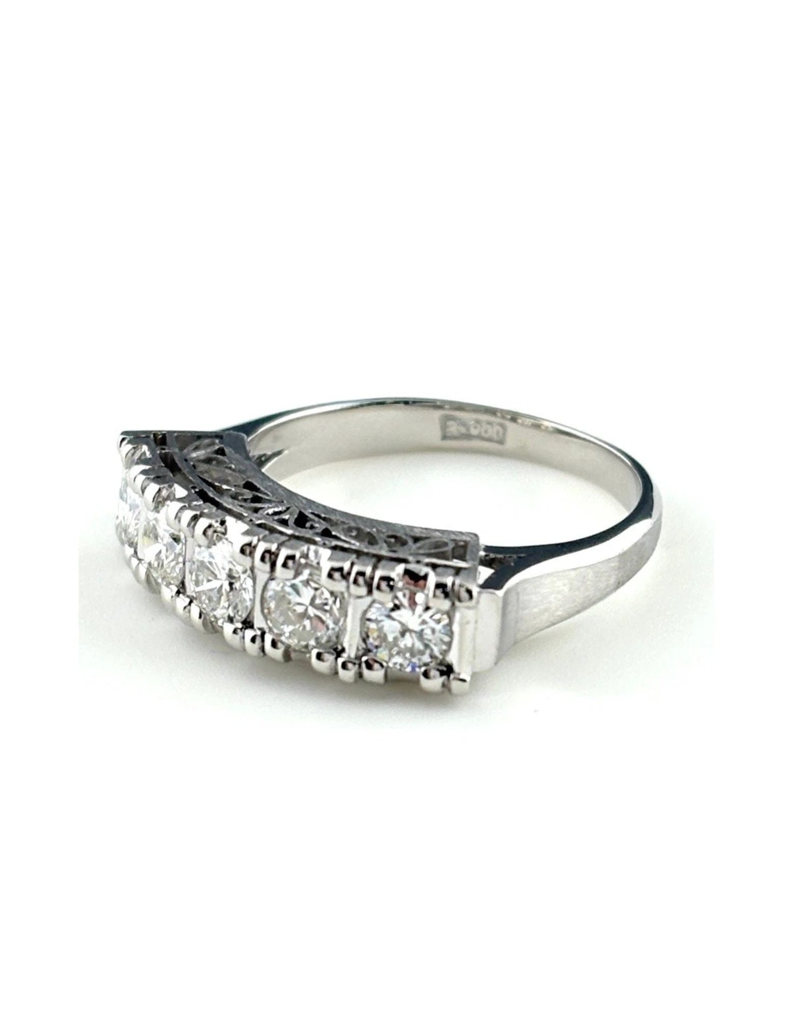 MELEE DIAMOND DESIGN RING PLATINUM RING PT900 DIAMOND: Melee Diamond Design Ring Platinum Ring Pt900 Diamond Brand: Unbranded Type/Style: Ring Material: Pt900, Main Stone Natural Color: None Size: US5.5 Accessories: None Accessories Notice: When