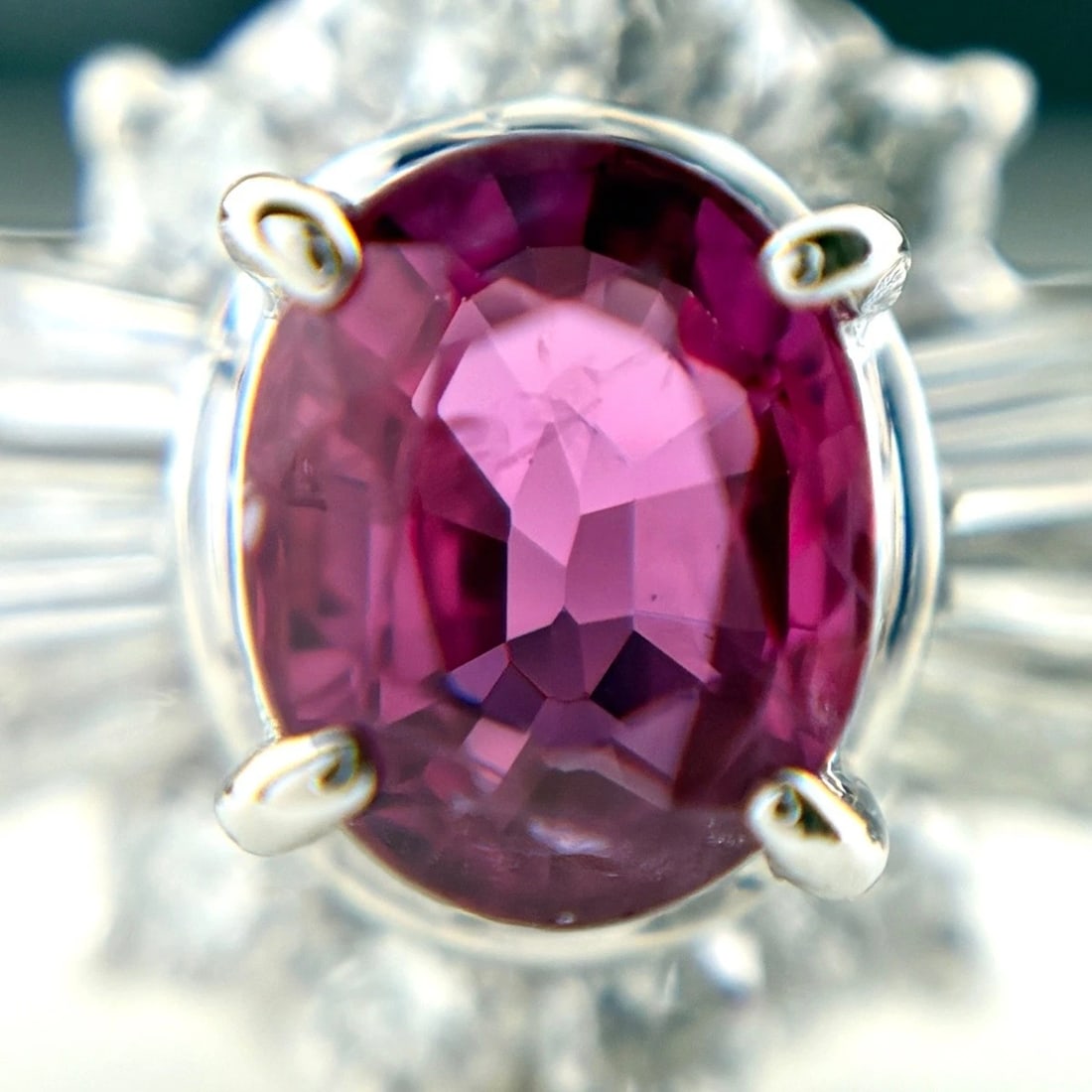 RUBY PLATINUM RING MELEE DIAMOND RING - 2