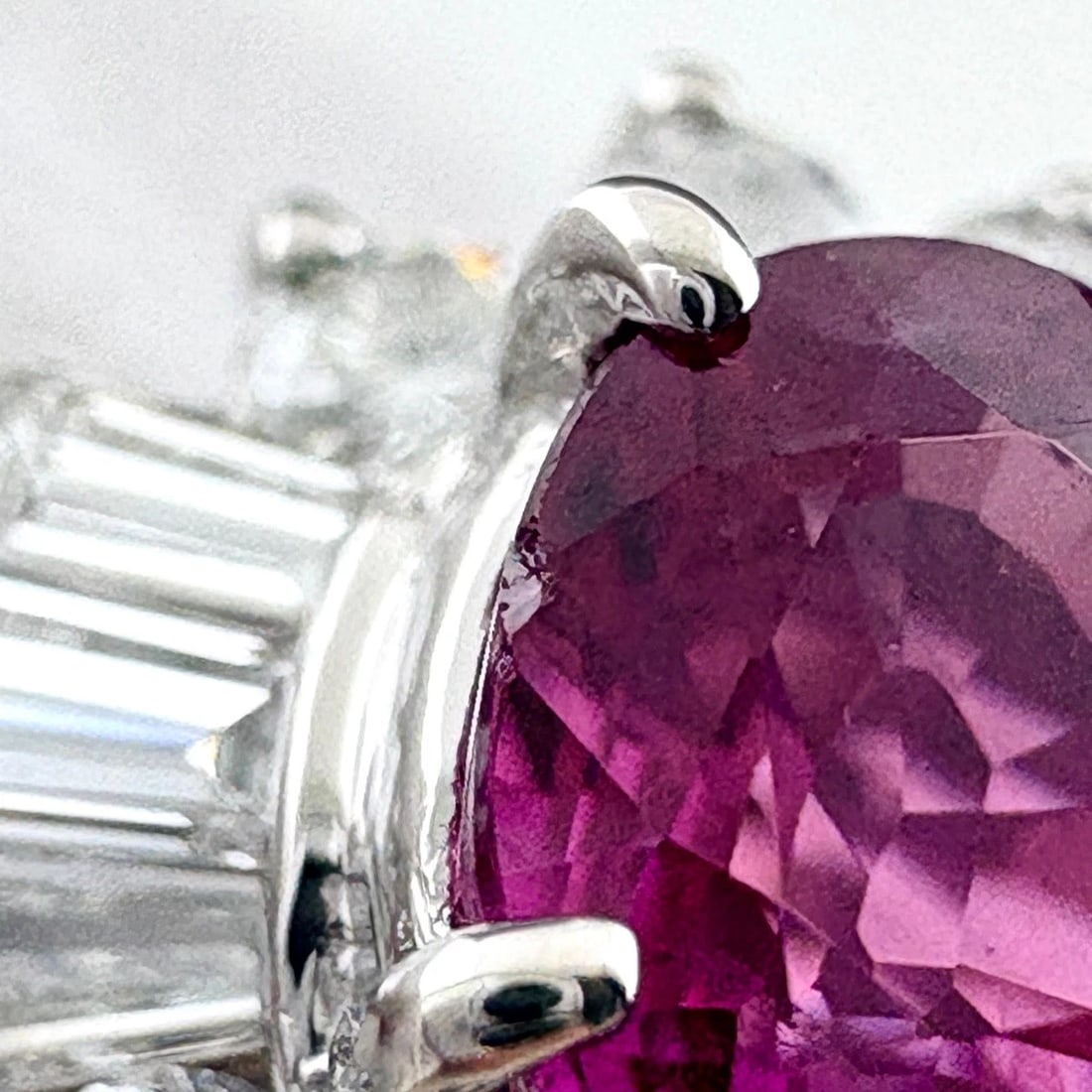 RUBY PLATINUM RING MELEE DIAMOND RING - 3