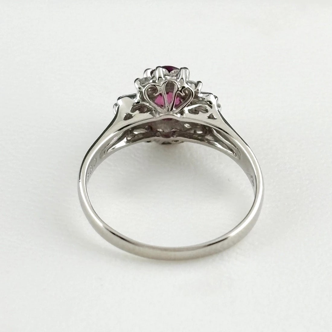RUBY PLATINUM RING MELEE DIAMOND RING - 4