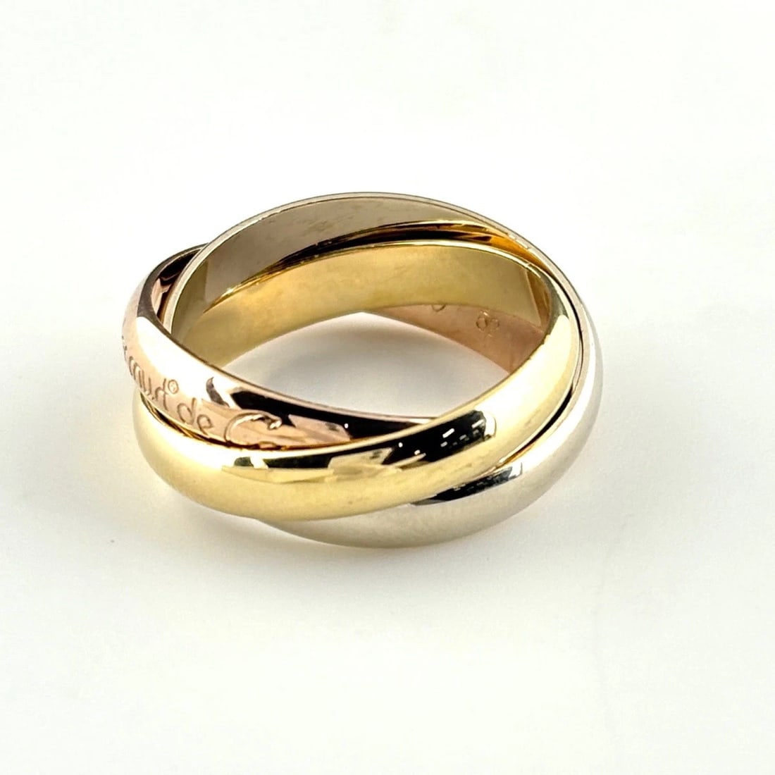 CARTIER TRINITYRING YG RING 750: Cartier Trinityring Yg Ring 750 Brand: CARTIER Type/Style: Ring Material: 750YG, Main Stone None Color: YG Size: US6 to 6.5 Accessories: None Accessories Notice: When purchasing pre-owned goods,