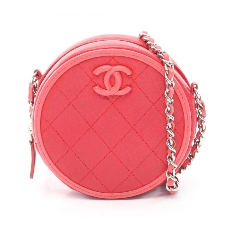 CHANEL BAG: MATELASSE ROUND SHOULDER RED/PINK: CHANEL Bag: Matelasse Round Shoulder Red/Pink Brand: CHANEL Type/Style: Shoulder Bag Material: Exterior Material Leather Color: Exterior Color Red Size: (approx. W4.7 ? H4.7 ? D2.0 inch) Accessories: