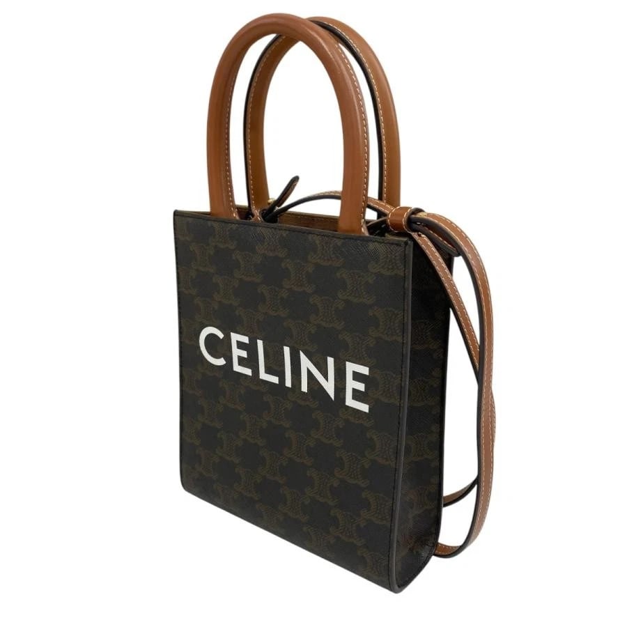 CELINE BAG: TRIOMPHE MINI VERTICAL CAB BROWN: CELINE Bag: Triomphe Mini Vertical Cab Brown Brand: CELINE Type/Style: Shoulder Bag Material: Exterior Material Leather Color: Exterior Color Brown Size: (approx. W6.7 ? H7.7 ? D2.2 inch) Accessor