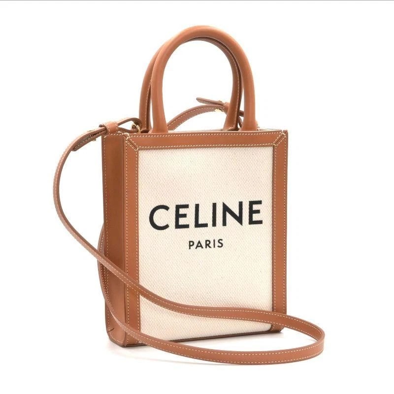 CELINE BAG: MINI VERTICAL CABAS NATURAL TAN: CELINE Bag: Mini Vertical Cabas Natural Tan Brand: CELINE Type/Style: Tote Material: Exterior Material Leather, Canvas Color: Exterior Color Beige Size: (approx. W6.7 ? H7.9 ? D2.0 inch, Handle 10.2