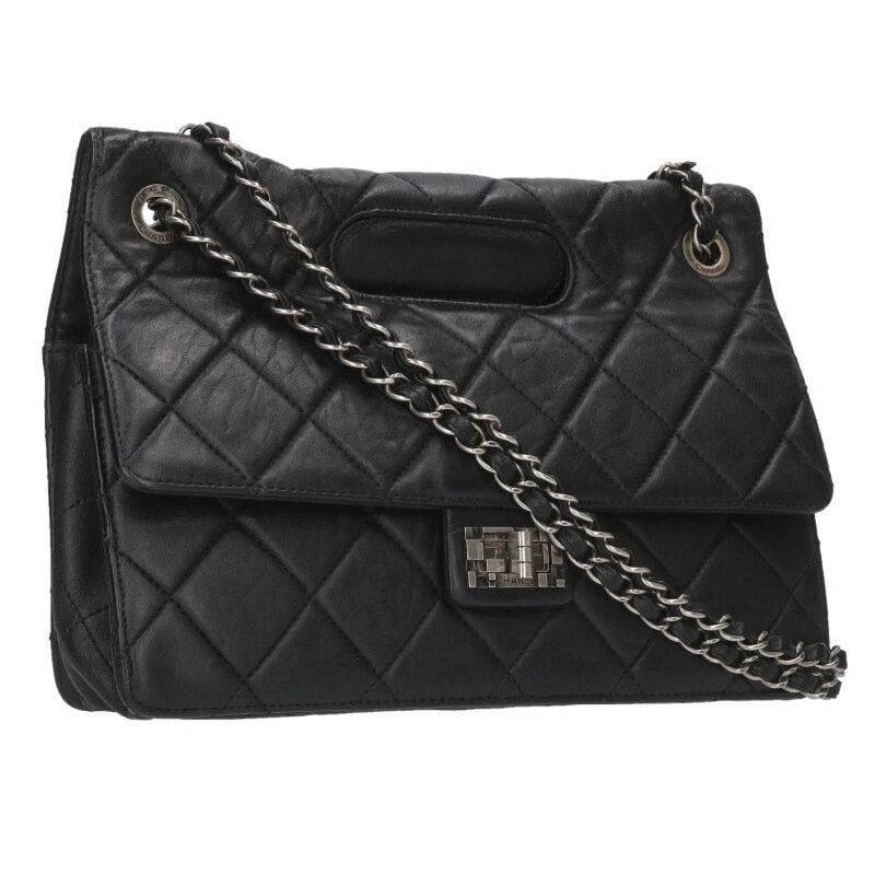 CHANEL BAG: CALFSKIN SHOULDER BLACK SILVER: CHANEL Bag: Calfskin Shoulder Black Silver Brand: CHANEL Type/Style: Shoulder Bag Material: Exterior Material Leather Color: Exterior Color Black Size: (approx. W11.6 ? H8.1 ? D1.6 inch) Accessori