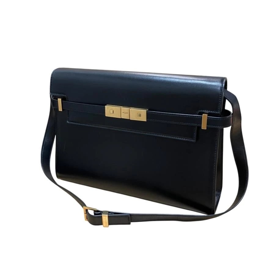 SAINT LAURENT PARIS BAG: MANHATTAN SHOULDER BLACK: SAINT LAURENT PARIS Bag: Manhattan Shoulder Black Brand: SAINT LAURENT PARIS Type/Style: Shoulder Bag Material: Exterior Material Leather Color: Exterior Color Black Size: (approx. W11.4 ? H7.9 ? D2.0
